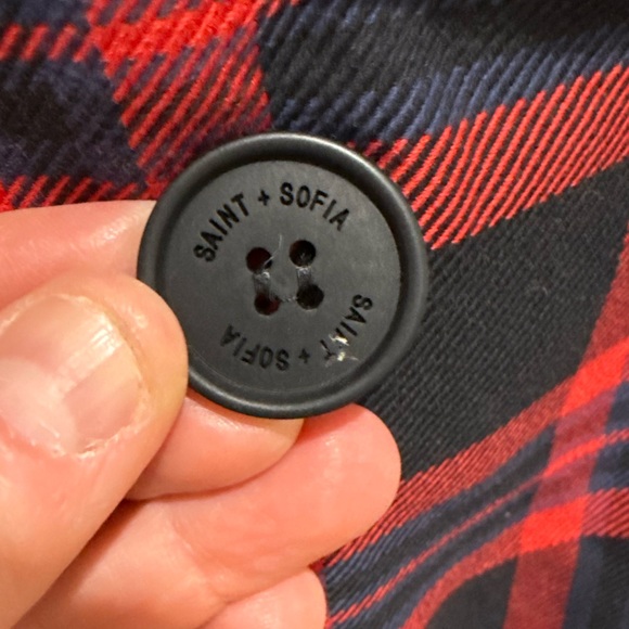 Saint + Sofia plaid organic cotton blazer, women's size 8 - Picture 5 of 10